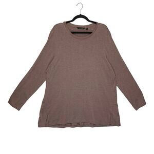 H by Halston Modal Blend Long Sleeve Tunic Womens Sz XL Brown Stretch Minimalist